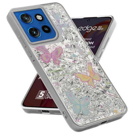 Shiny Foil Design Printed Back Case for Motorola Moto Edge 50 Neo 5G With Soft Edges with Glossy Semi-Hard Back