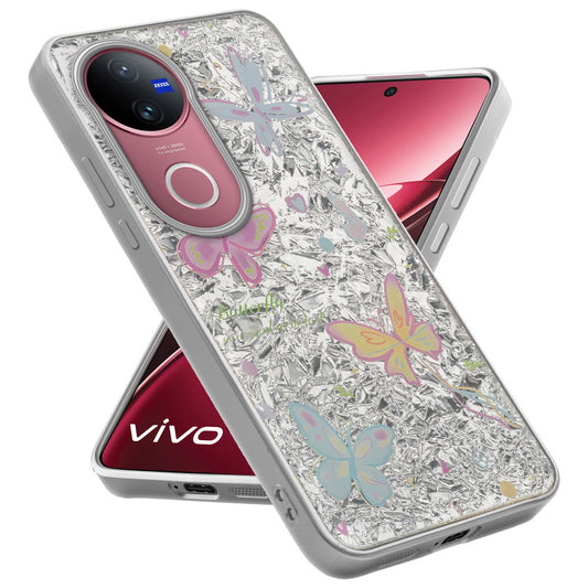 Shiny Foil Design Printed Back Case for Vivo V50 5G With Soft Edges with Glossy Semi-Hard Back