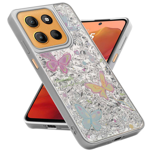 Shiny Foil Design Printed Back Case for Motorola Moto G15 With Soft Edges with Glossy Semi-Hard Back