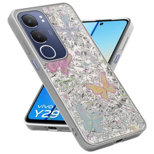 Shiny Foil Design Printed Back Case for Vivo Y29 5G With Soft Edges with Glossy Semi-Hard Back