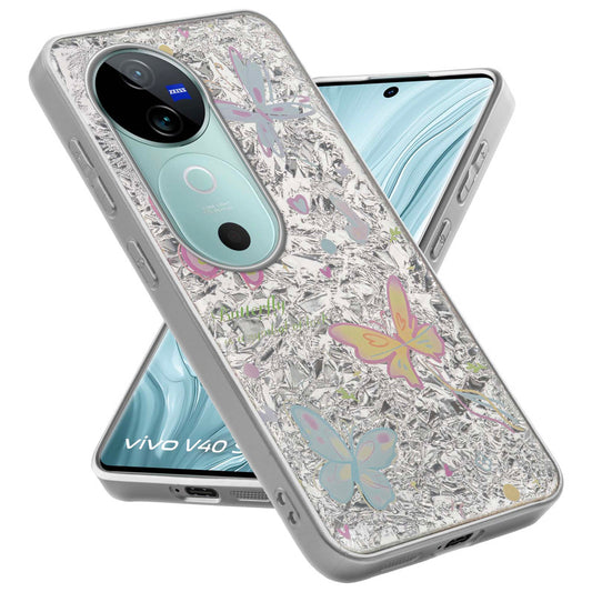 Shiny Foil Design Printed Back Case for Vivo V40 5G With Soft Edges with Glossy Semi-Hard Back