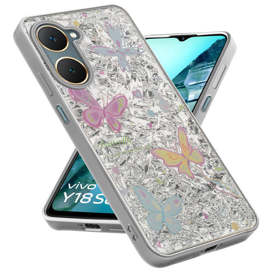Shiny Foil Design Printed Back Case for Vivo Y18 With Soft Edges with Glossy Semi-Hard Back