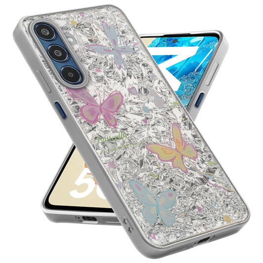 Shiny Foil Design Printed Back Case for Samsung M35 5G With Soft Edges with Glossy Semi-Hard Back