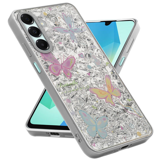 Shiny Foil Design Printed Back Case for Samsung A16 5G With Soft Edges with Glossy Semi-Hard Back