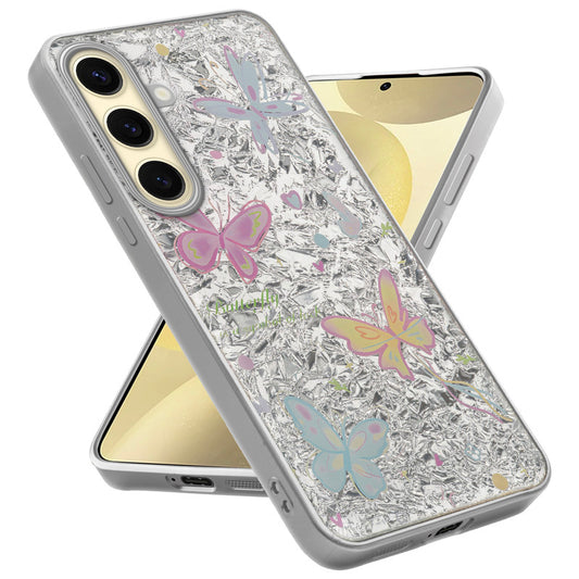 Shiny Foil Design Printed Back Case for Samsung S25 5G With Soft Edges with Glossy Semi-Hard Back