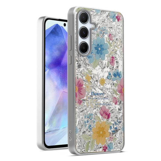 Shiny Foil Design Printed Back Case for Samsung A55 5G With Soft Edges with Glossy Semi-Hard Back