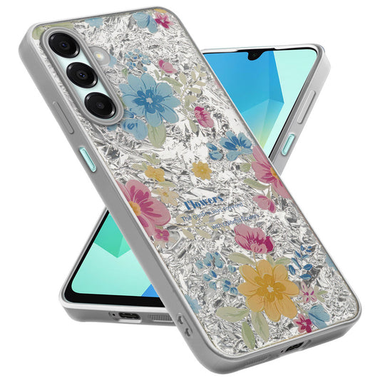 Shiny Foil Design Printed Back Case for Samsung A16 5G With Soft Edges with Glossy Semi-Hard Back