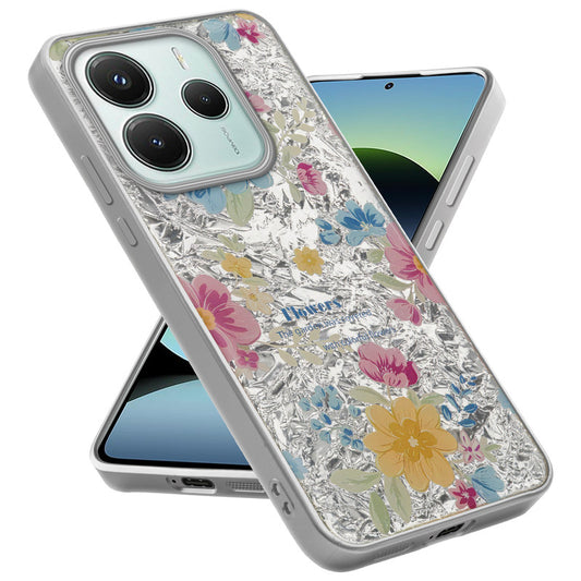 Shiny Foil Design Printed Back Case for Redmi Note 14 5G With Soft Edges with Glossy Semi-Hard Back