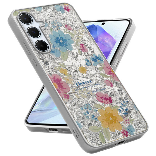 Shiny Foil Design Printed Back Case for Samsung A55 5G With Soft Edges with Glossy Semi-Hard Back
