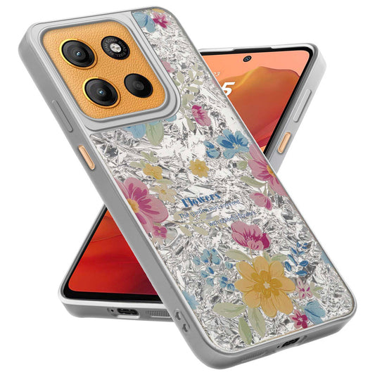 Shiny Foil Design Printed Back Case for Motorola Moto G15 With Soft Edges with Glossy Semi-Hard Back
