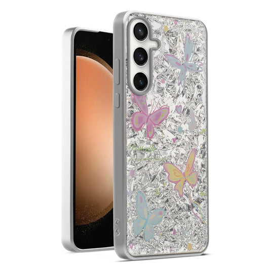 Shiny Foil Design Printed Back Case for Samsung S23 FE 5G With Soft Edges with Glossy Semi-Hard Back