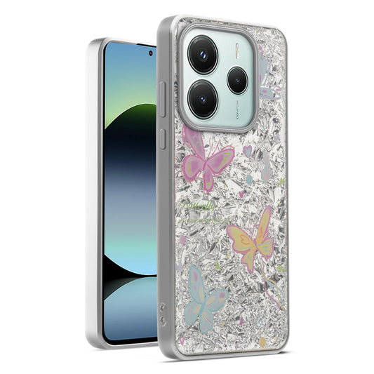 Shiny Foil Design Printed Back Case for Redmi Note 14 SE 5G With Soft Edges with Glossy Semi-Hard Back