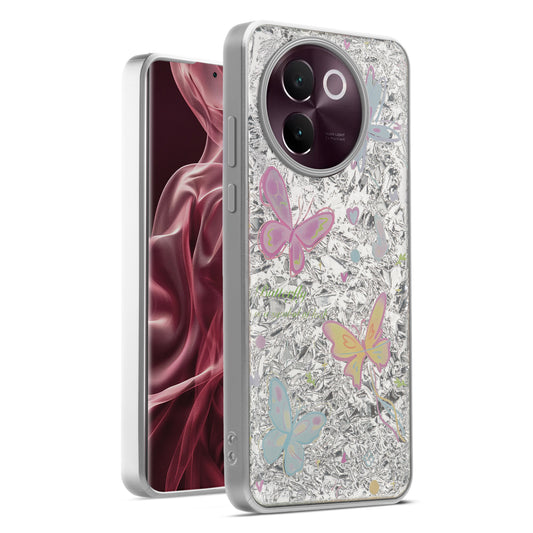 Shiny Foil Design Printed Back Case for Vivo V30e 5G With Soft Edges with Glossy Semi-Hard Back