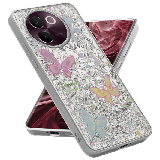 Shiny Foil Design Printed Back Case for Vivo V30e 5G With Soft Edges with Glossy Semi-Hard Back