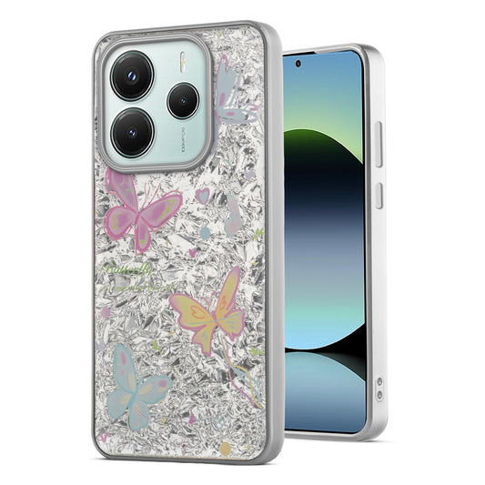 Shiny Foil Design Printed Back Case for Redmi Note 14 SE 5G With Soft Edges with Glossy Semi-Hard Back