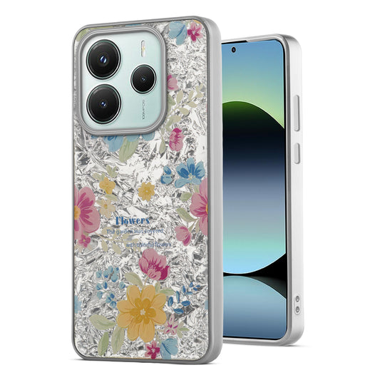 Shiny Foil Design Printed Back Case for Redmi Note 14 SE 5G With Soft Edges with Glossy Semi-Hard Back
