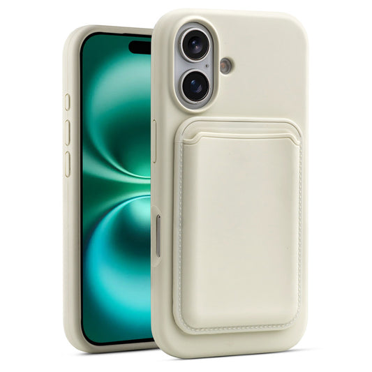 Silicon Magnetic Wireless Charging Back Case For Apple iPhone 16 with Detachable Card Holder