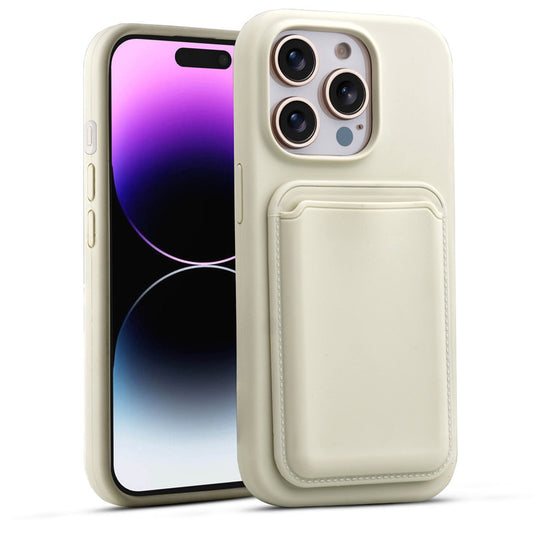 Silicon Magnetic Wireless Charging Back Case For Apple iPhone 14 Pro Max with Detachable Card Holder