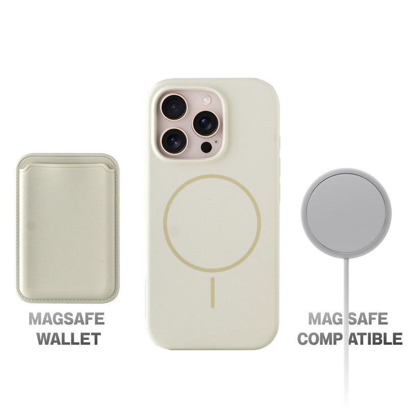 Silicon Magnetic Wireless Charging Back Case For Apple iPhone 16 Pro with Detachable Card Holder