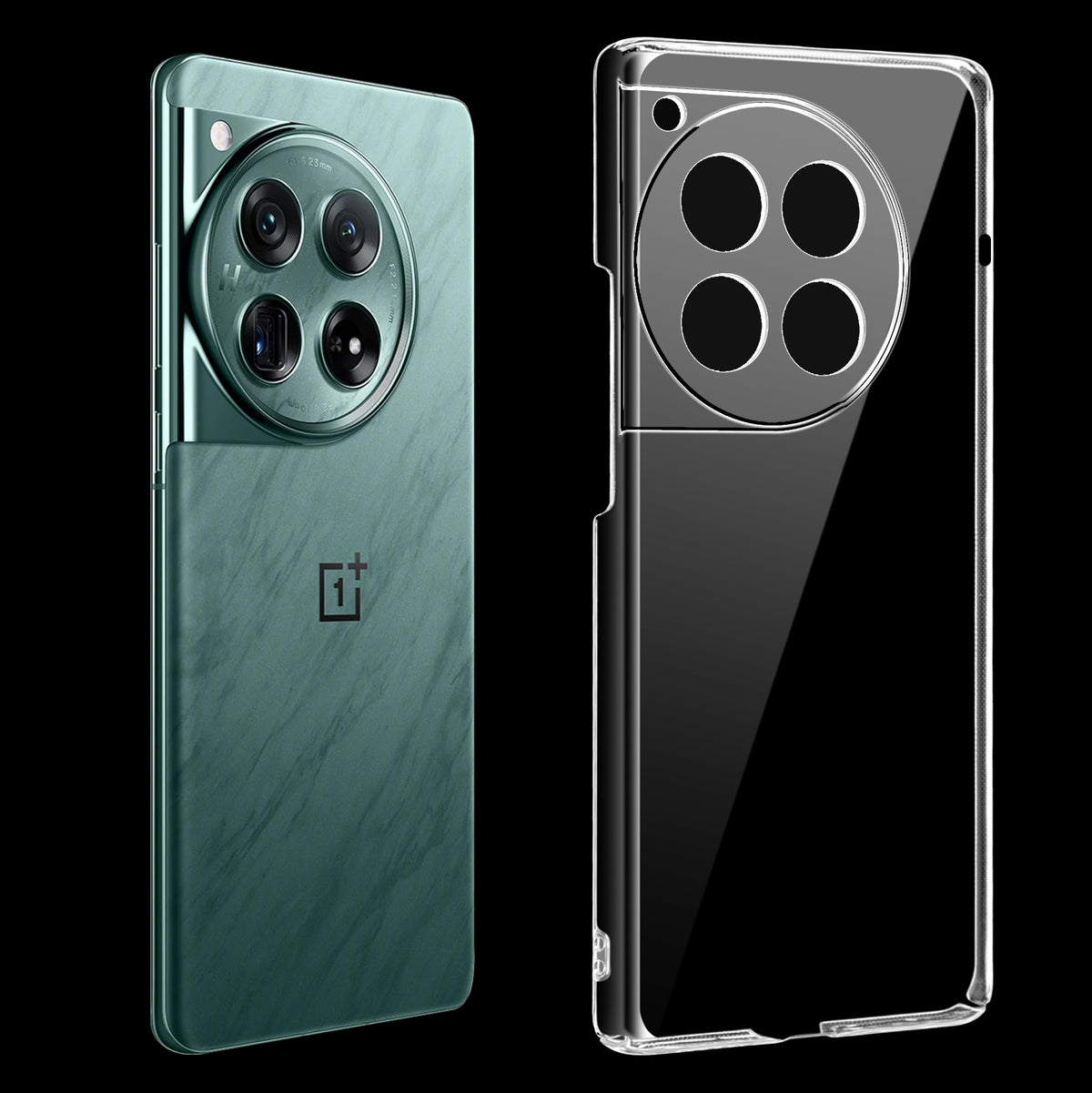 Transparent anti-yellow hard back case fitted on OnePlus 12R 5G showing full back coverage and camera protection