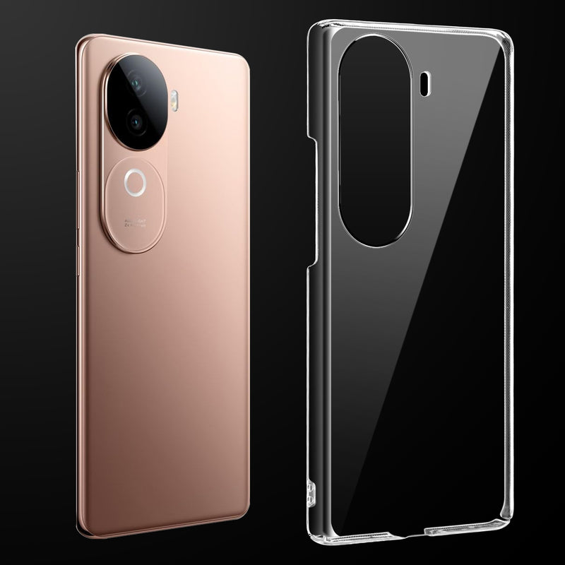 Transparent anti-yellow hard back case fitted on iQOO Z9s 5G showing full back coverage and camera protection