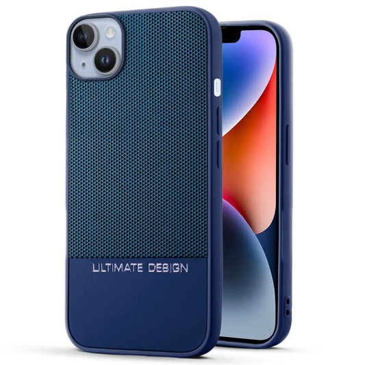 Two-Tone Back Cover with Pyramid Texture & Vegan Leather Finish for Apple iPhone 14 - Where Style Meets Function