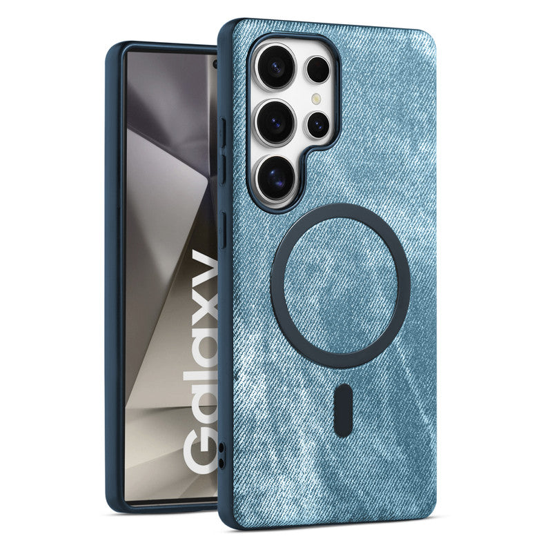 Classic Denim Finish Back Case For Samsung S24 Ultra 5G With Wireless Charging Support Support