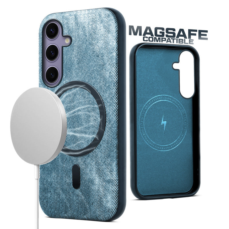 Classic Denim Finish Back Case For Samsung S24 5G With Wireless Charging Support Support