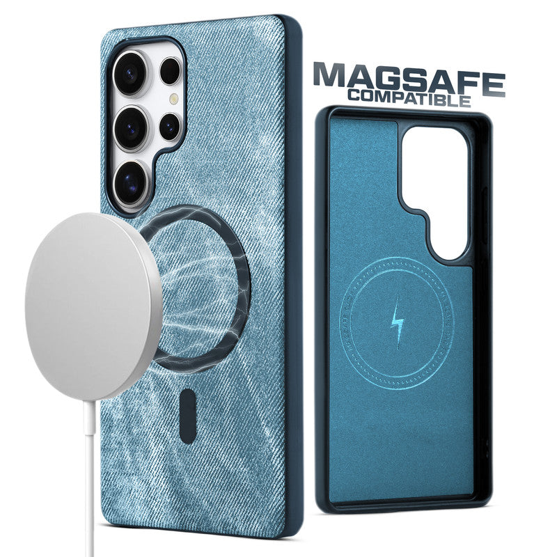 Classic Denim Finish Back Case For Samsung S24 Ultra 5G With Wireless Charging Support Support