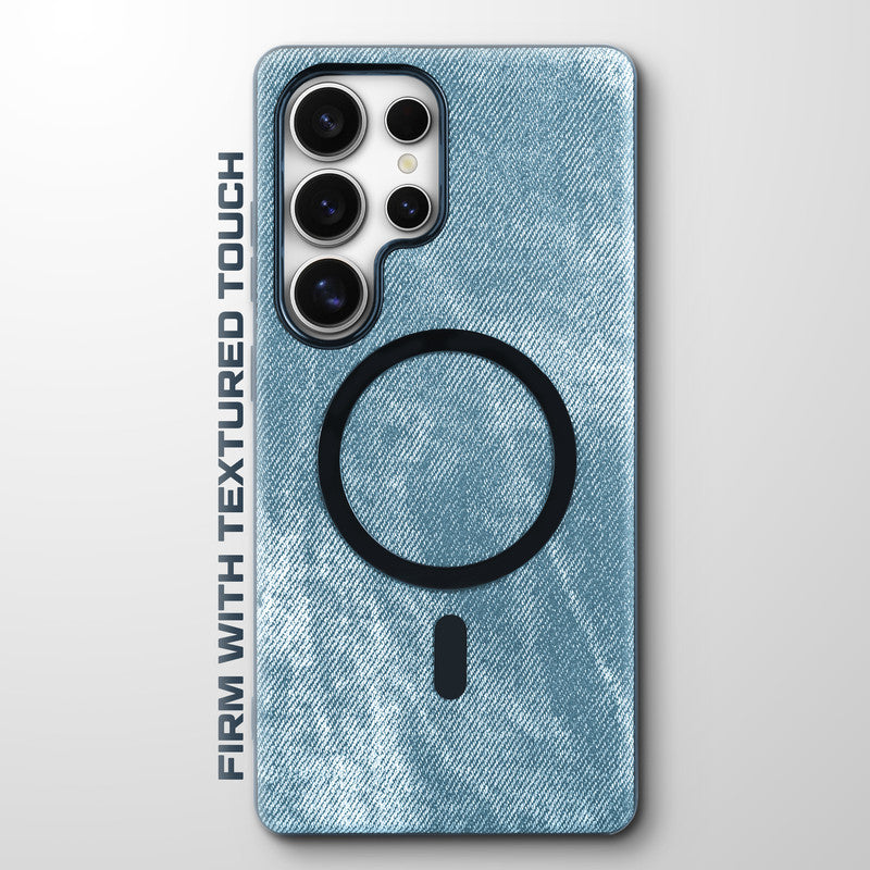 Classic Denim Finish Back Case For Samsung S24 Ultra 5G With Wireless Charging Support Support