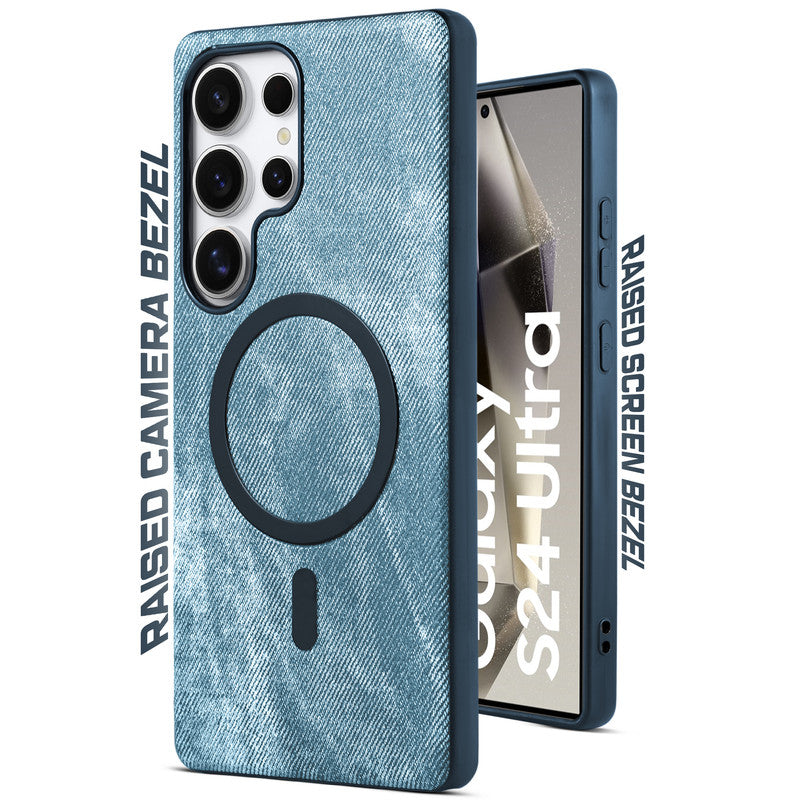 Classic Denim Finish Back Case For Samsung S24 Ultra 5G With Wireless Charging Support Support