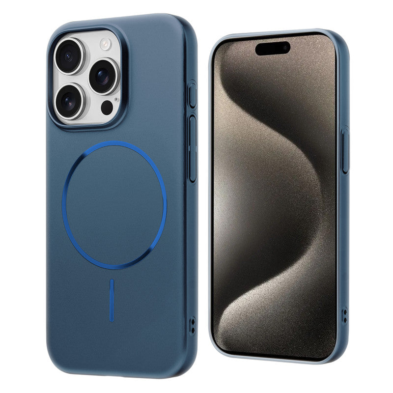 Slim Metallic Texture Wireless Charging MagSafe Case for Apple iPhone 15 Pro Max