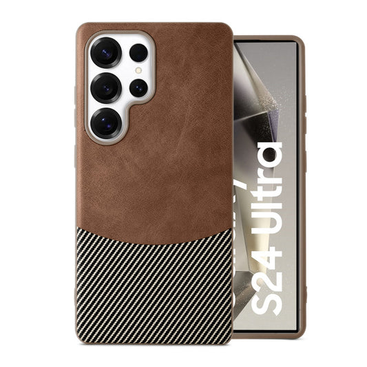 Modern Hybrid PU Leather With Checks Design Back Case For Samsung S24 Ultra 5G with Sophisticated Style