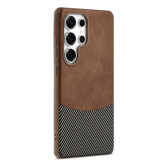 Modern Hybrid PU Leather With Checks Design Back Case For Samsung S24 Ultra 5G with Sophisticated Style