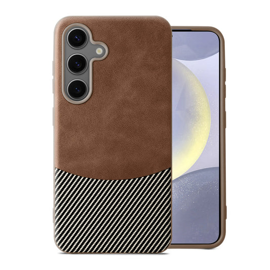 Modern Hybrid PU Leather With Checks Design Back Case For Samsung S24 5G with Sophisticated Style