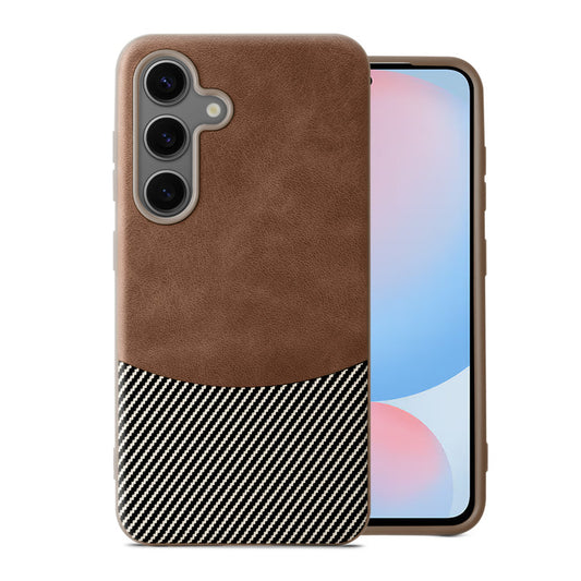 Modern Hybrid PU Leather With Checks Design Back Case For Samsung S24 FE 5G with Sophisticated Style