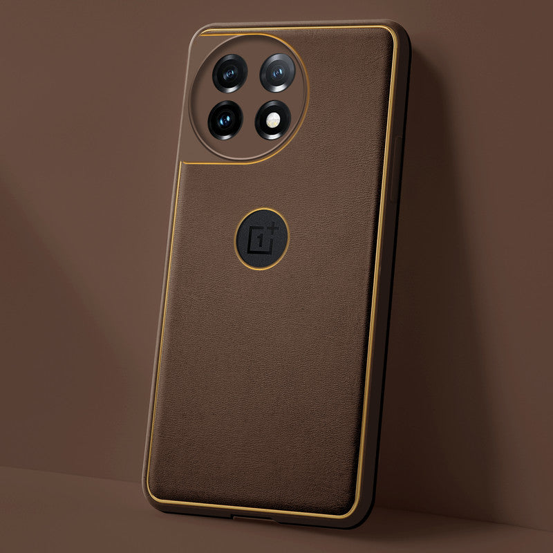 Electroplated Frame Leather Back Cover for OnePlus 11 5G
