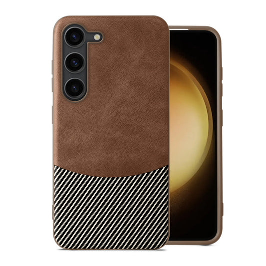 Modern Hybrid PU Leather With Checks Design Back Case For Samsung S23 5G with Sophisticated Style