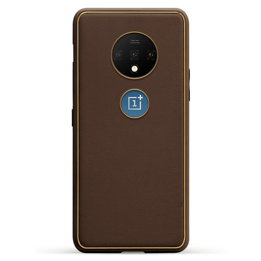 Electroplated Frame Leather Back Cover for OnePlus 7T