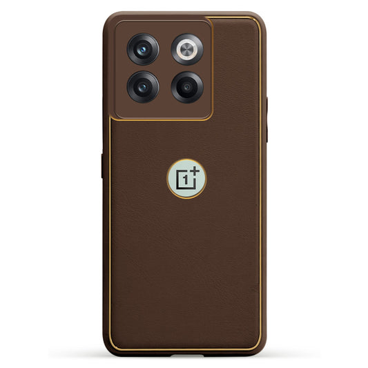 Electroplated Frame Leather Back Cover for OnePlus 10T 5G