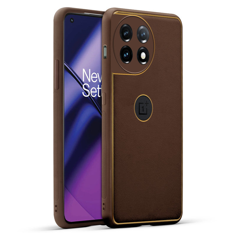 Electroplated Frame Leather Back Cover for OnePlus 11 5G