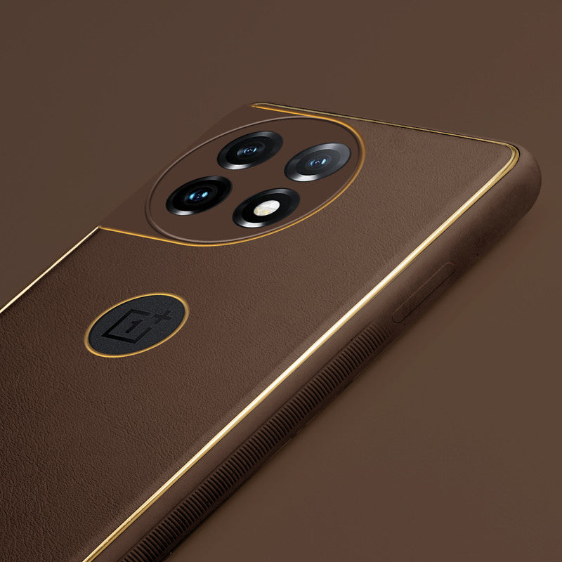 Electroplated Frame Leather Back Cover for OnePlus 11 5G