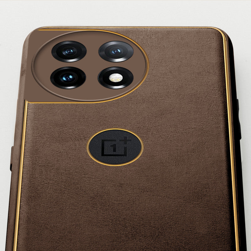 Electroplated Frame Leather Back Cover for OnePlus 11 5G