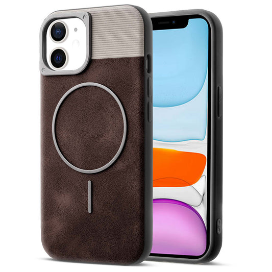 Luxury PU Leather Hard Back Case for Apple iPhone 11, With Micro-Fiber Cloth inside, MagSafe Compatible