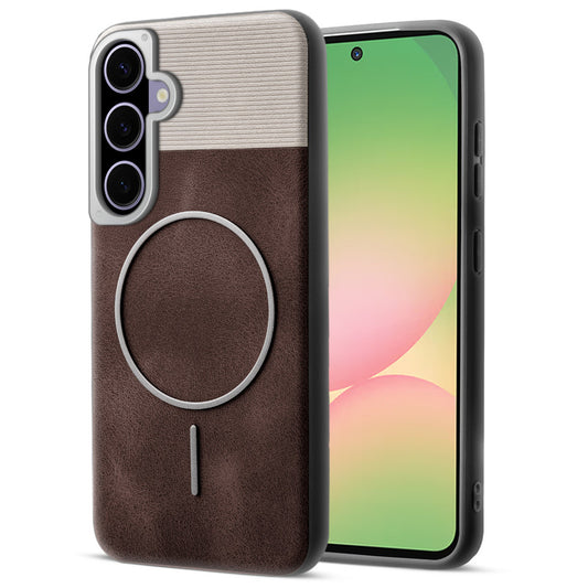 Luxury PU Leather Hard Back Case for Samsung A56 5G, With Micro-Fiber Cloth inside, MagSafe Compatible