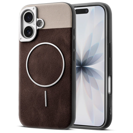 Luxury PU Leather Hard Back Case for Apple iPhone 17, With Micro-Fiber Cloth inside, MagSafe Compatible