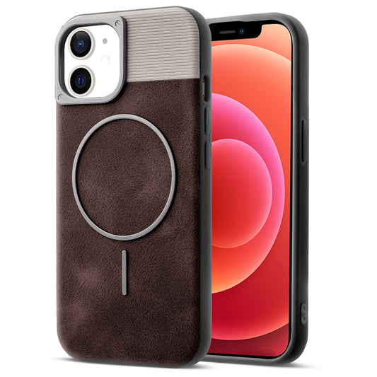 Luxury PU Leather Hard Back Case for Apple iPhone 12, With Micro-Fiber Cloth inside, MagSafe Compatible