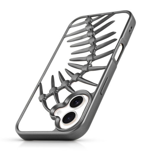 Spine Guard theme Fish Bone Textured Silicone Back Cover for Apple iPhone 16