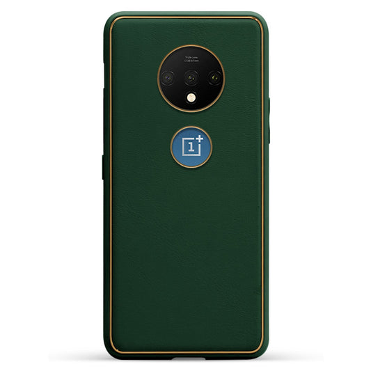 Electroplated Frame Leather Back Cover for OnePlus 7T