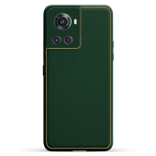 Electroplated Frame Leather Back Cover for OnePlus 10R 5G